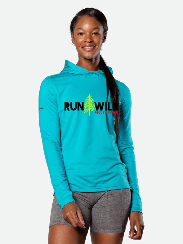 Rocksylvania performance stretch hooded long sleeve - aqua