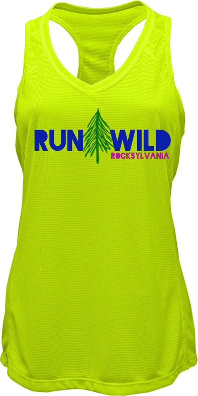 Rocksylvania neon yellow tech tank - women's