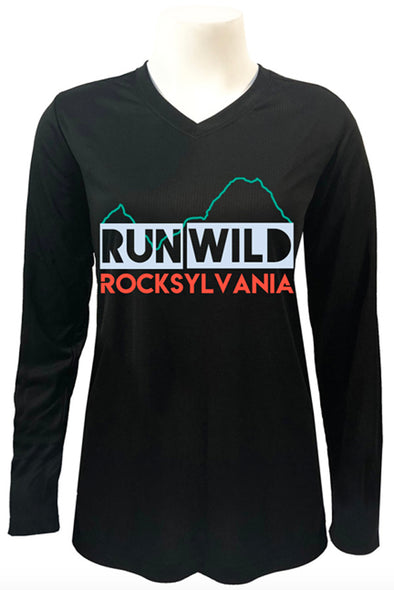 Rocksylvania long sleeve tech shirt - women's black coral